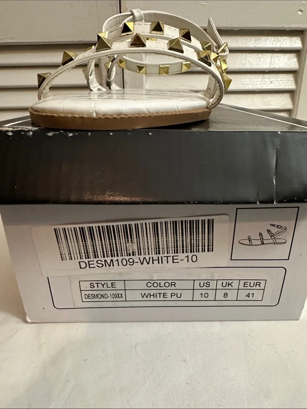 Qupid White Pyramid-Stud Ankle-Strap Sandal - Picture 3 of 5